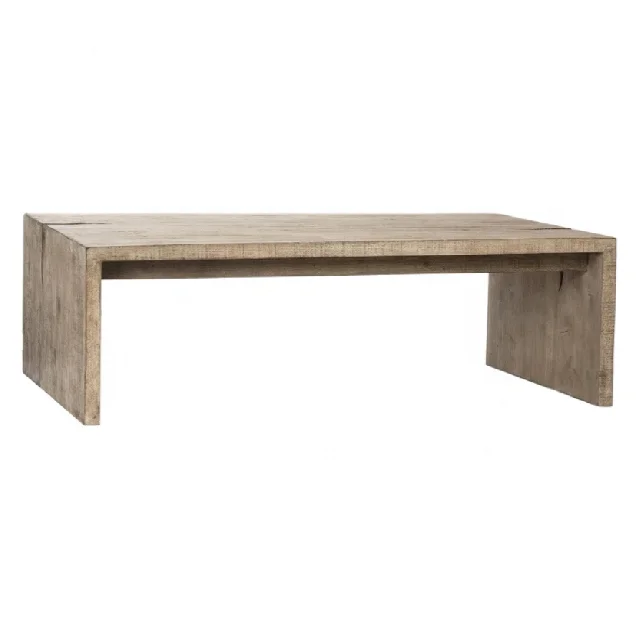 Low height reclaimed pine wood transitional style antique coffee table