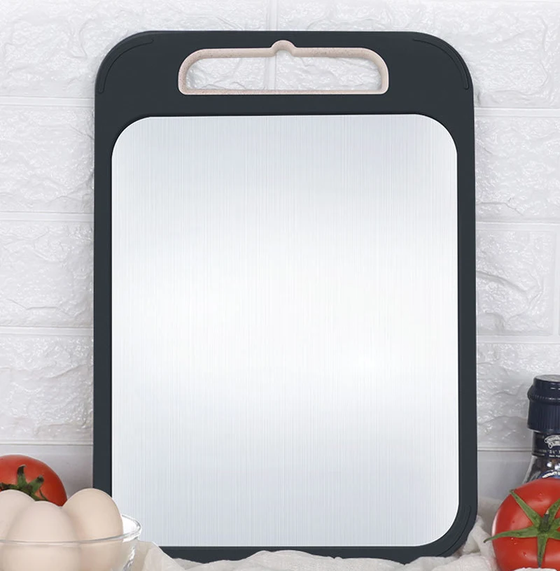 Double-Sided Cutting Board Stainless Steel and Wheat Straw PP with Built-in Grater for Kitchen Non-Slip and Easy to Clean