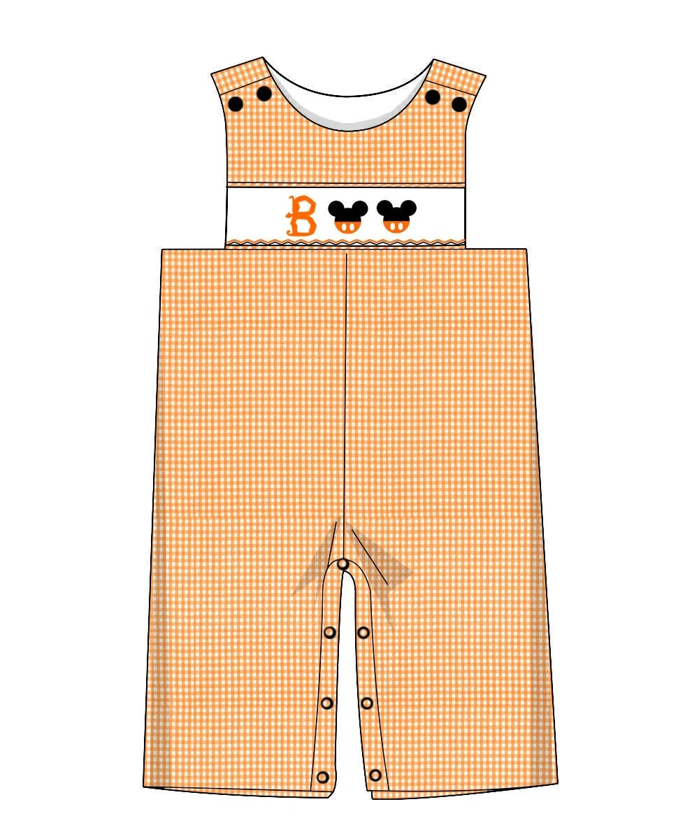 Baby Boys Halloween Smocked Mouse Boo Longall