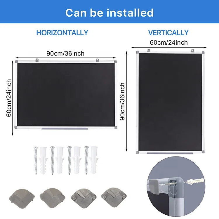 School wall hang aluminium frame magnetic black chalk board standard size classroom chalkboard blackboard