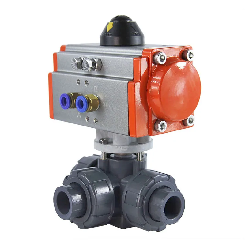 Ball Valve Actuated True Union Plastic Upvc Pvc with Air Actuator Pneumatic 3 way Actuator Driven Ball Valve