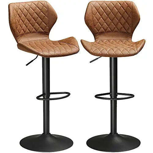 Modern Design Brown Adjustable Bar Stools Counter Height Swivel Bar Chairs for Kitchens Island with 400lbs Capacity