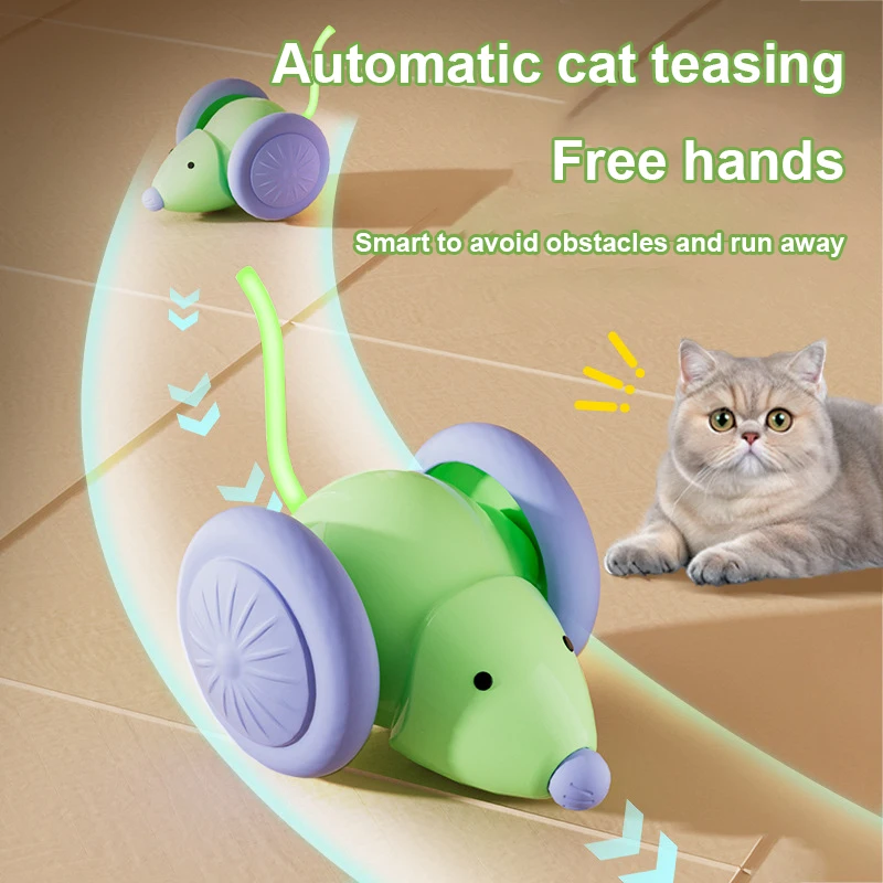 Cat Interactive Toys Automatic with LED Lights Cat Mouse Toys Smart Sensing Moving Electric Cat Toys