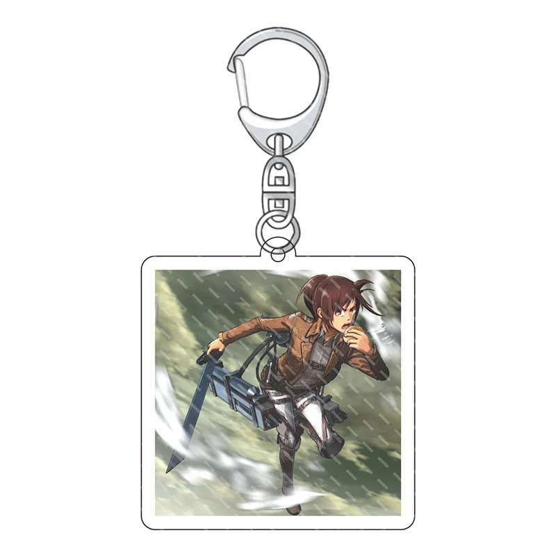 Japanese Anime Attack on Titan Keychain Mikasa Ackerman Eren Acrylic Cartoon Figures Pendant Key Chain Backpack Car Accessories