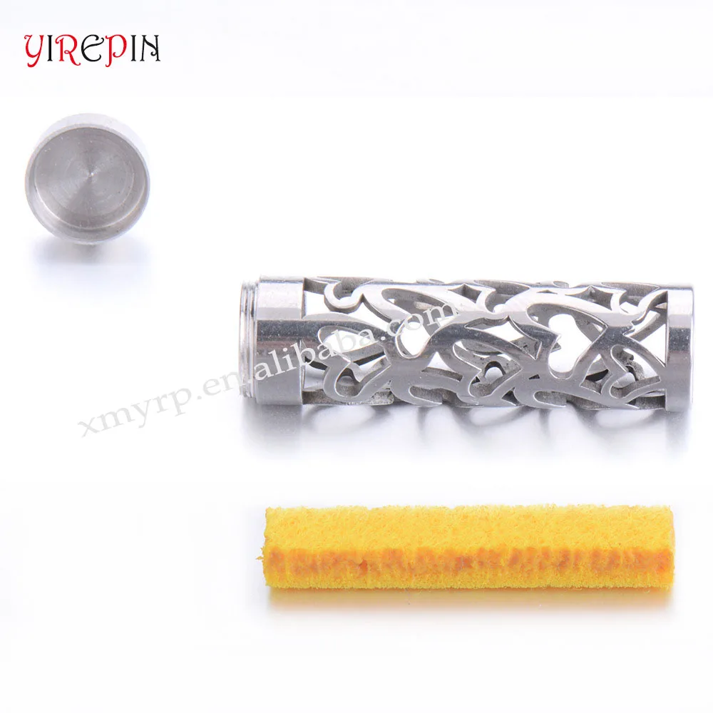 Stainless Steel Hollow Cylinder Couple Necklace Gift Jewelry Aromatherapy Perfume Essential Oil Diffuser Bottle Necklace
