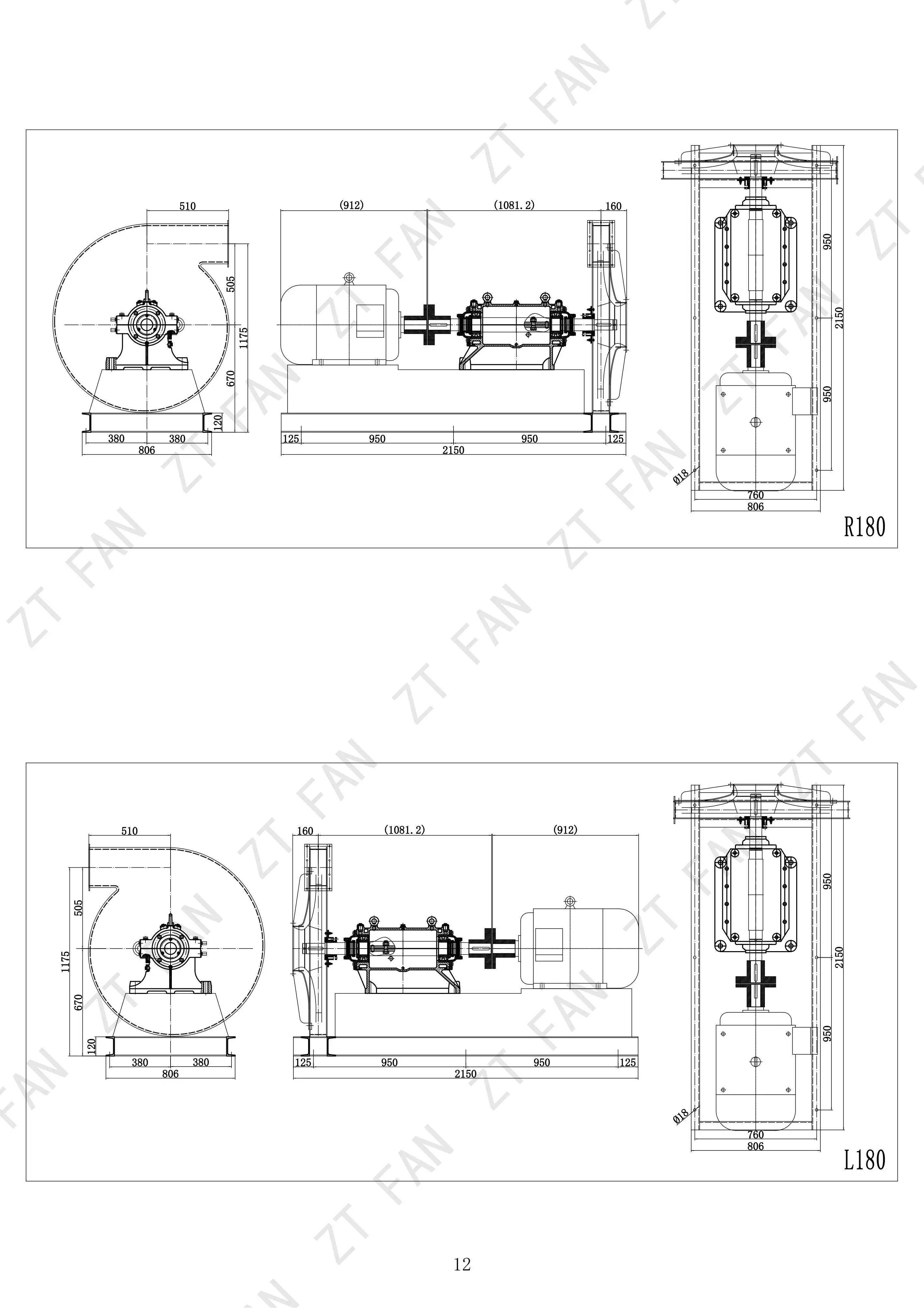 ZT-JYE-800(D)-55kw SUS316L Industrial centrifugal fan Small High Pressure Centrifugal Fan