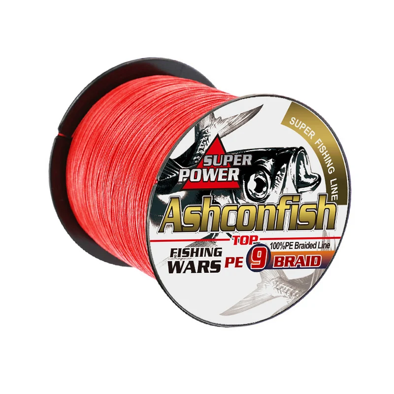 ashconfish 100% PE 15colours most round high density 9 strands braided fishing line 100 meter for carp saltwater fishing