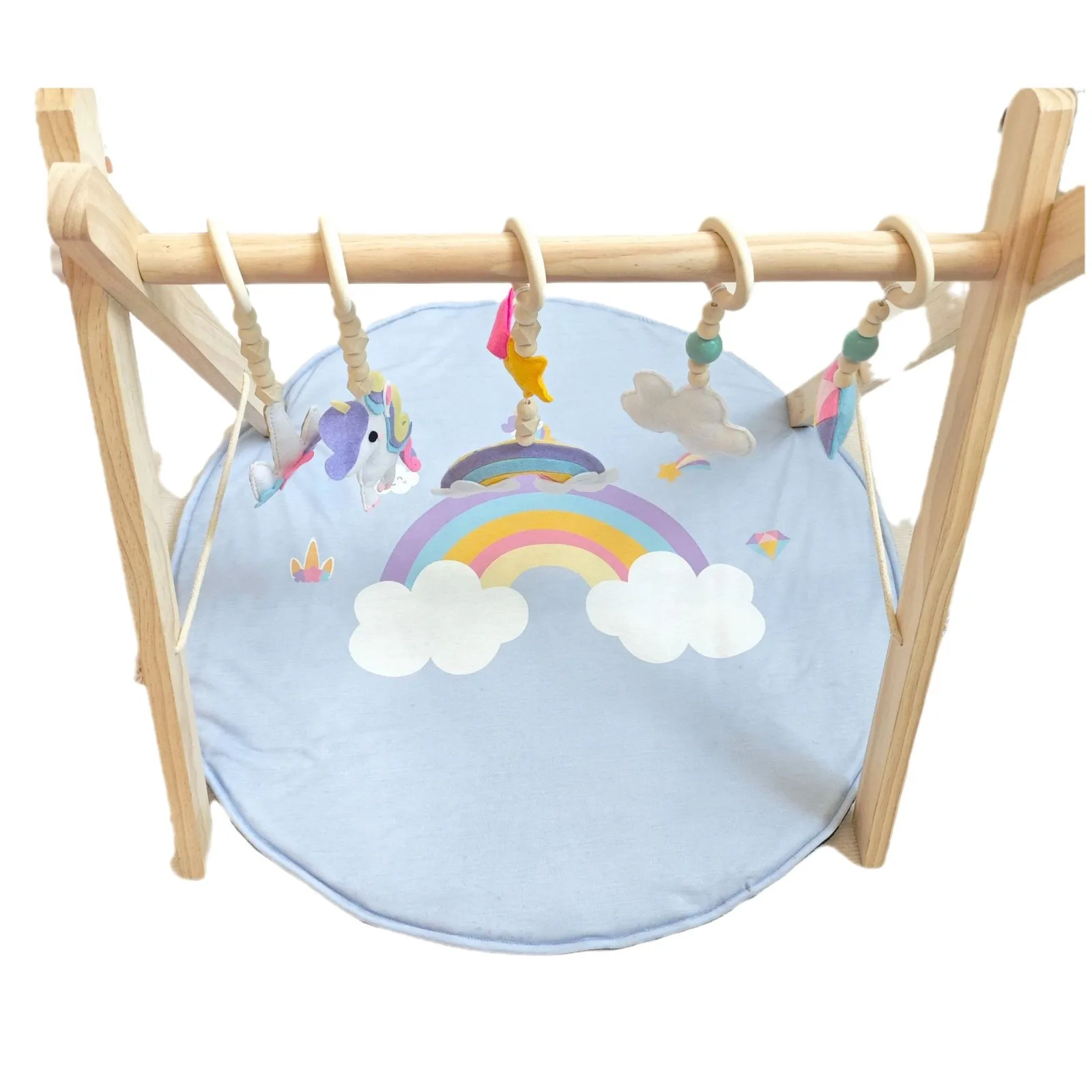 Wholesales Wood Baby Gym Rack Wooden Baby Teething Toys Foldable Baby Play Gym Frame Activity Gym Hanging Toy