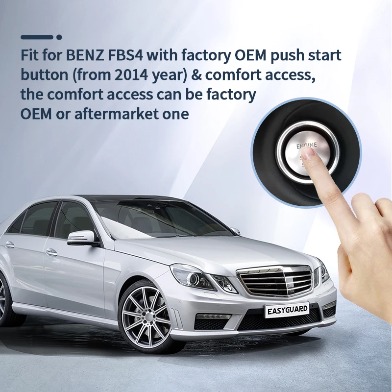 EASYGUARD Smart Key PKE kit Passive Keyless Entry System Fit for Benz FBS4 with Factory OEM push start button & comfort access