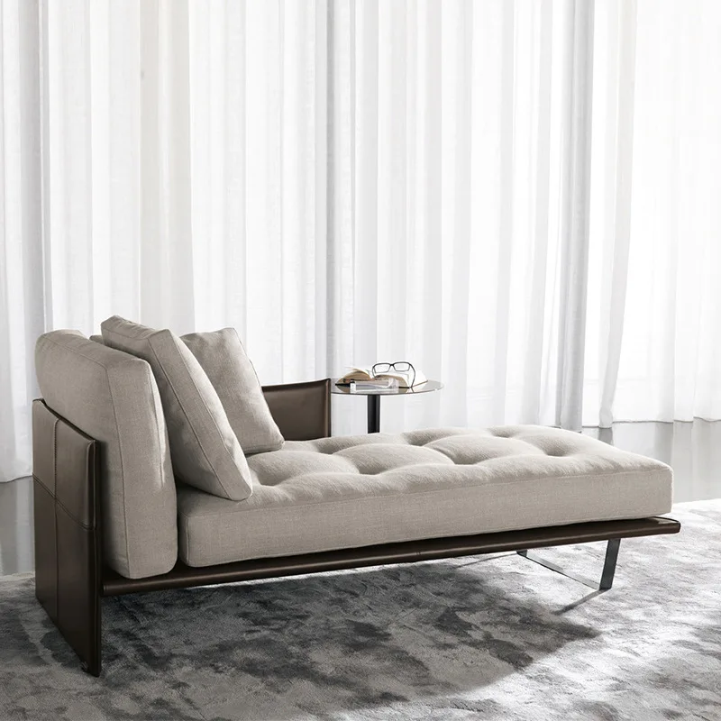 Fashionable light color cloth art sofa Italian minimalist living room arc corner combination living room sofa Chaise