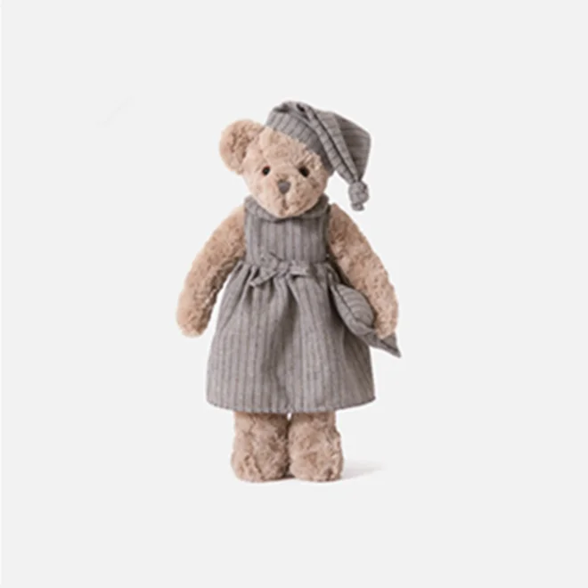 Wholesale Custom  Plush Lovely Stuffed Baby Brown Bear with Pajamas