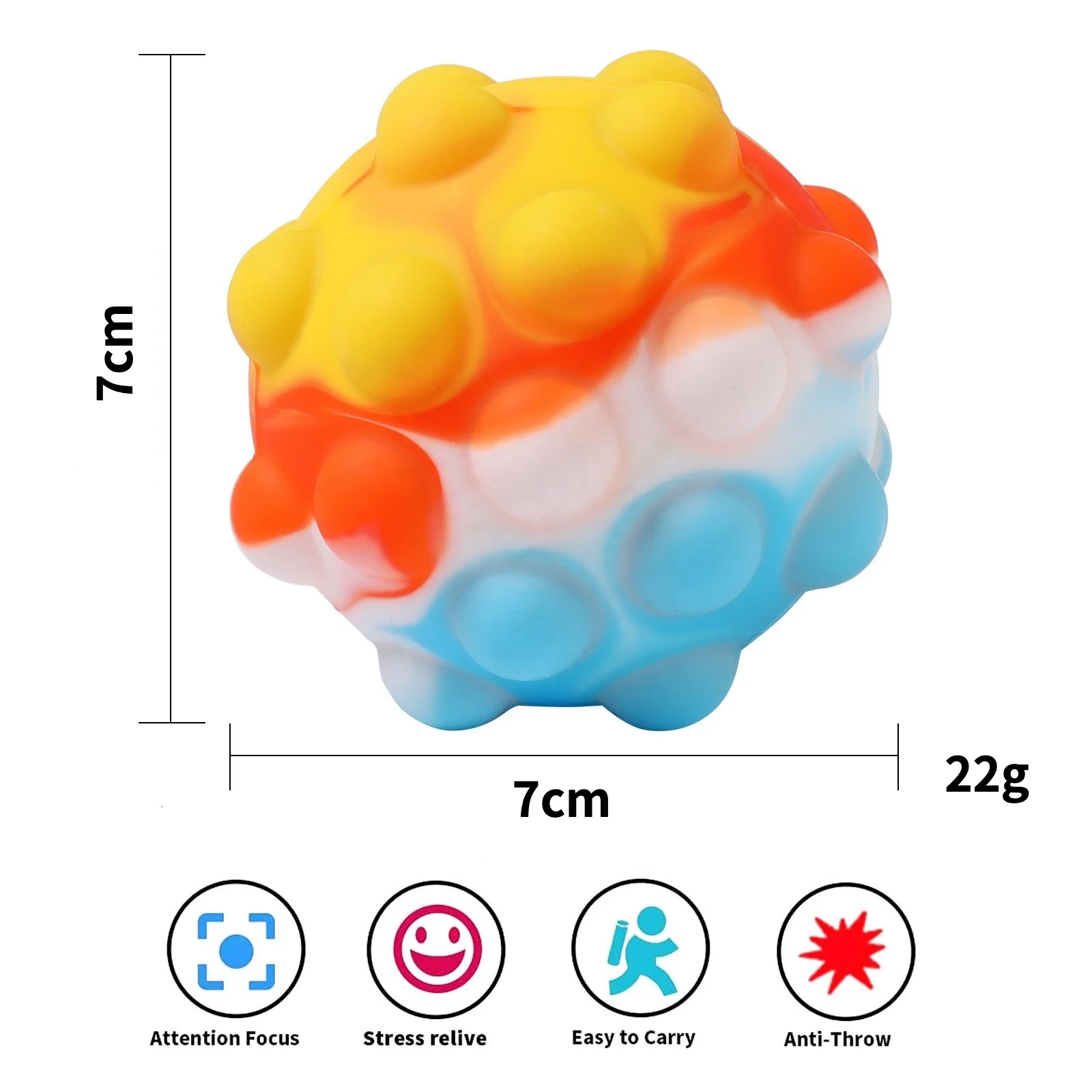 High Quality Fun Fidget Cube Toy Holes Magic Rainbow 3d Ball silicone Push pop bubble fidget squeeze toy For Kids