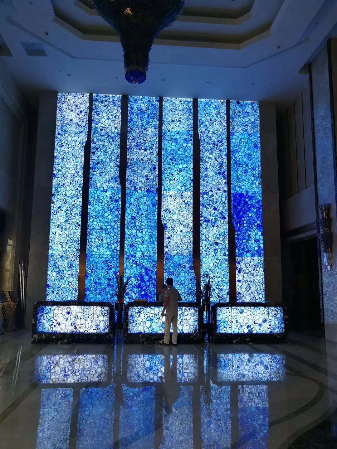 AST OEM/ODM Floor Tile Flooring Cheap Price Brazil Natural Stone Blue Agate Slabs Bathroom Tiles Walls and Floors