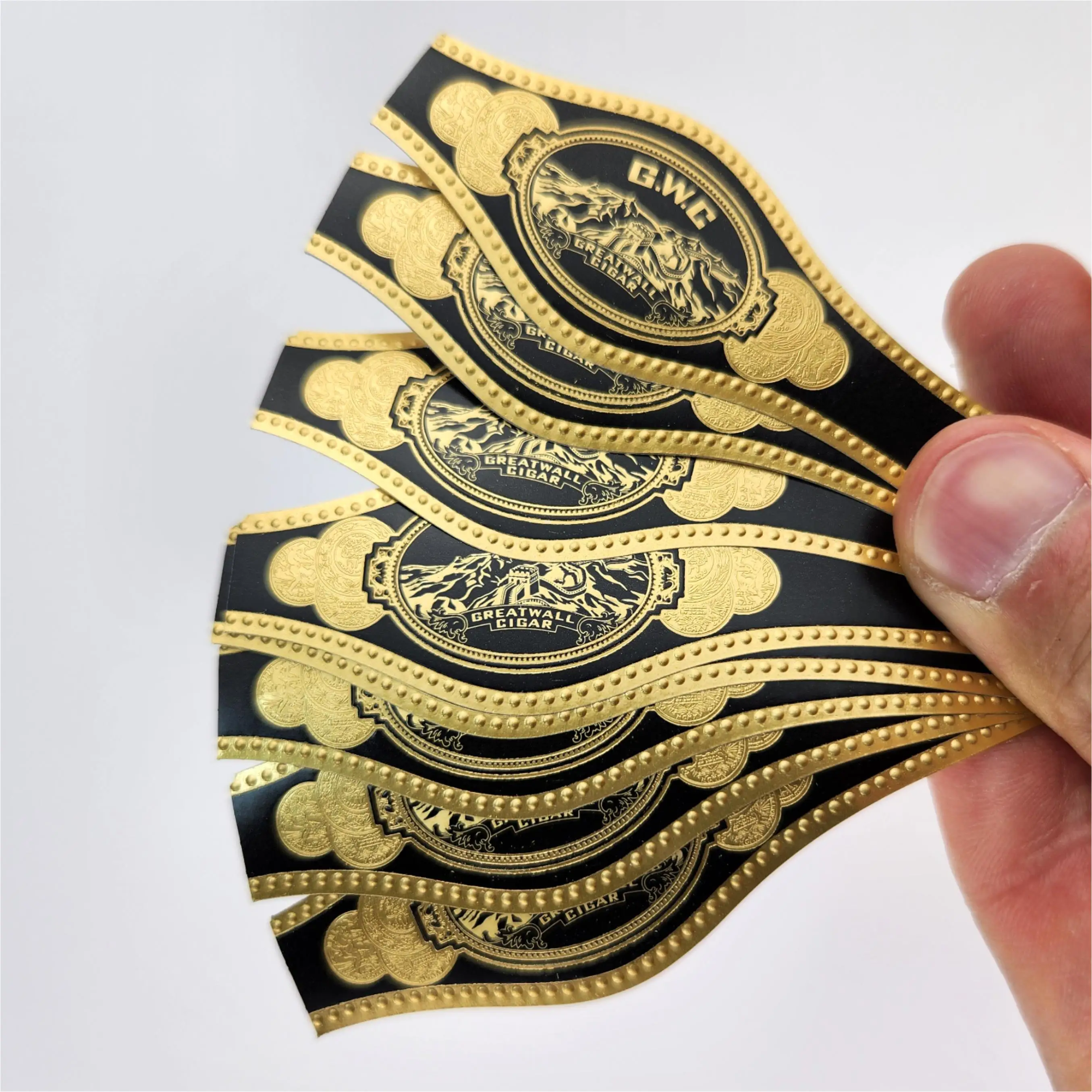 Factory Price Wholesale Custom Cigar Bands Embossed Gold Foil Art Paper Cigar Ring Label for Cigar Cigarettes