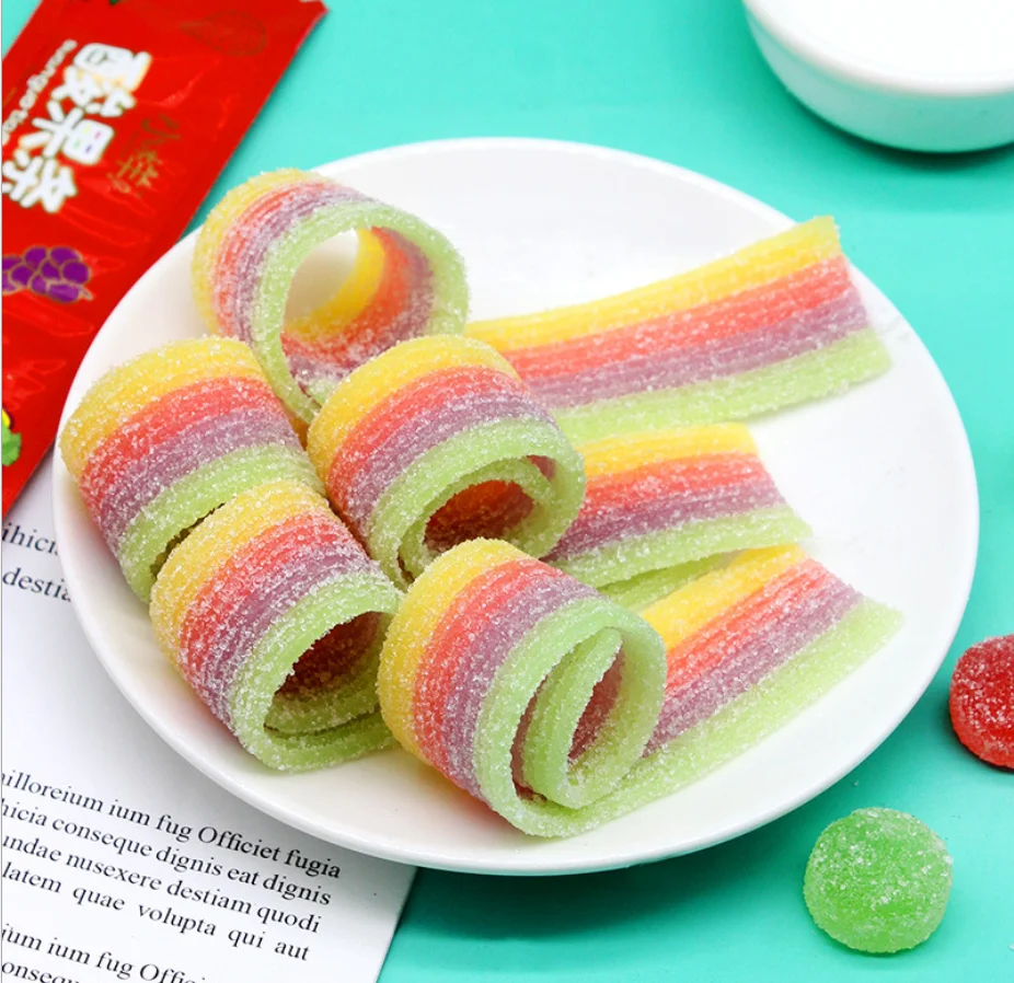 Hot Sale Rainbow Roll Candy Sweet and Sour Chinese High Quality Child Snack Soft Gummy Candy
