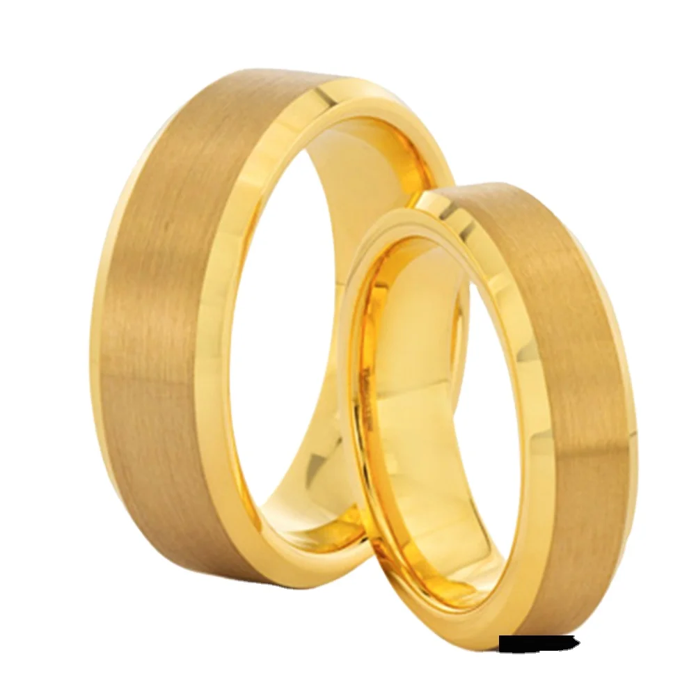 8mm 6mm Cheap 18 carat yellow gold wedding rings tungsten carbide wedding rings for couples set and engagement