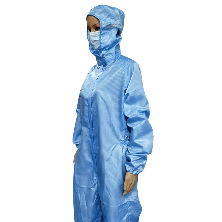 High Quality Wholesale ESD Jumpsuits with Hat Antistatic Cleanroom Working Garment
