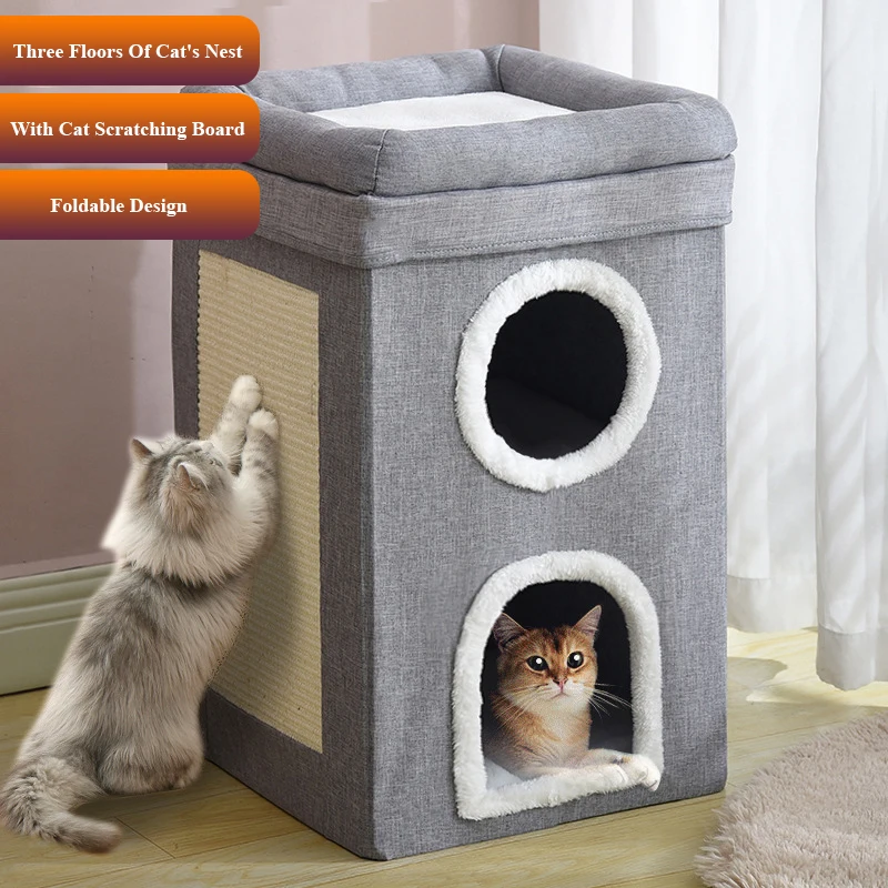 Warm Removable Washable Fully Enclosed Easy To Clean Foldable All Season Universal Pet Cat Nest