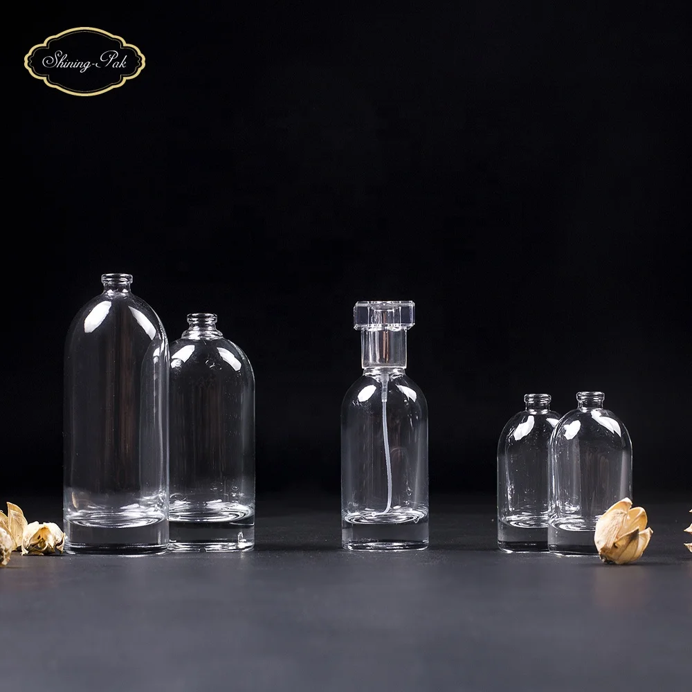OEM High Quality Empty Cylinder Transparent Cosmetic Glass Bottle Unique Round Perfume Bottle