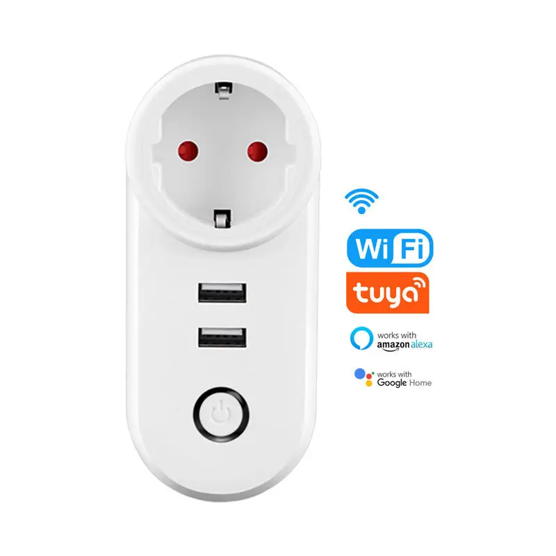 2USB universal wifi smart home socket Smart Life Alexa Smart Plug US UK IN AU EU IL ZA CH JP Smart Power Plug with USB port