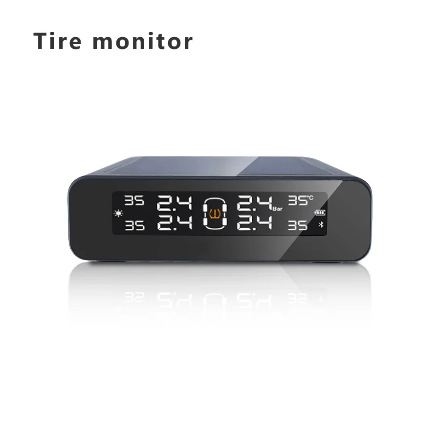 
433.92mhz car tpms solar tire pressure monitoring system 4 sensors solar usb tool alarm automatic safety tire pressure gauge 
