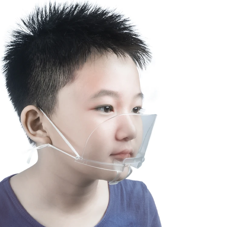 Hot selling custom reusable anti-saliva fog food hygiene plastic transparent mouth face mask