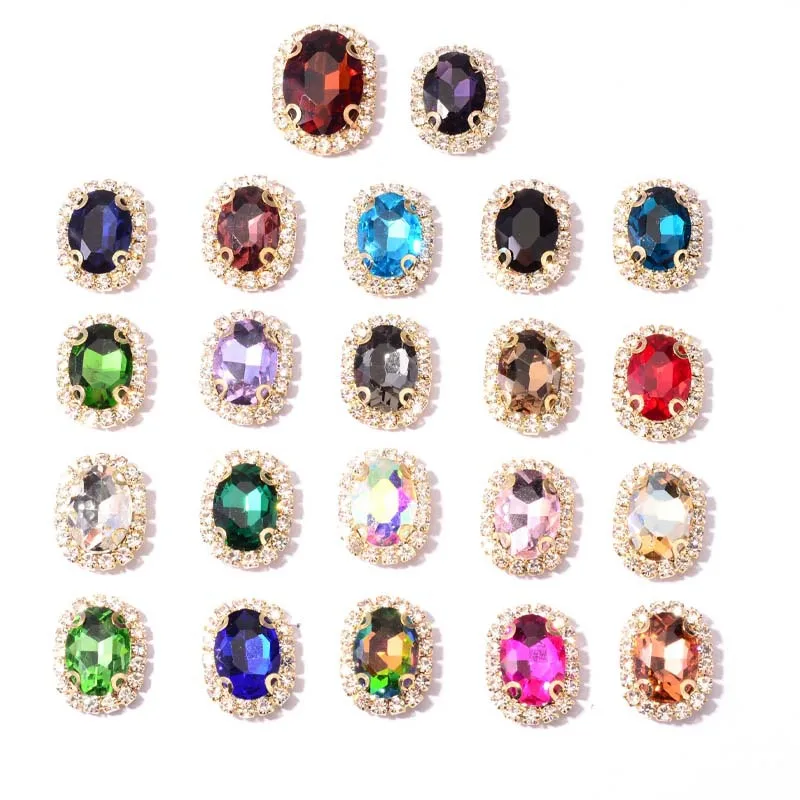 Wholesale Flatback Crystal Oval Button DIY Rhinestone Flatback Button For Hair Flower Wedding Embellishment LSRB2201