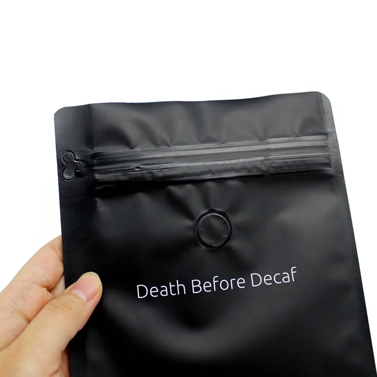 AT PACK Low Price Flat Bottom Coffee Bags With Valve Aluminium Foil Bag For Coffee Beans Packaging