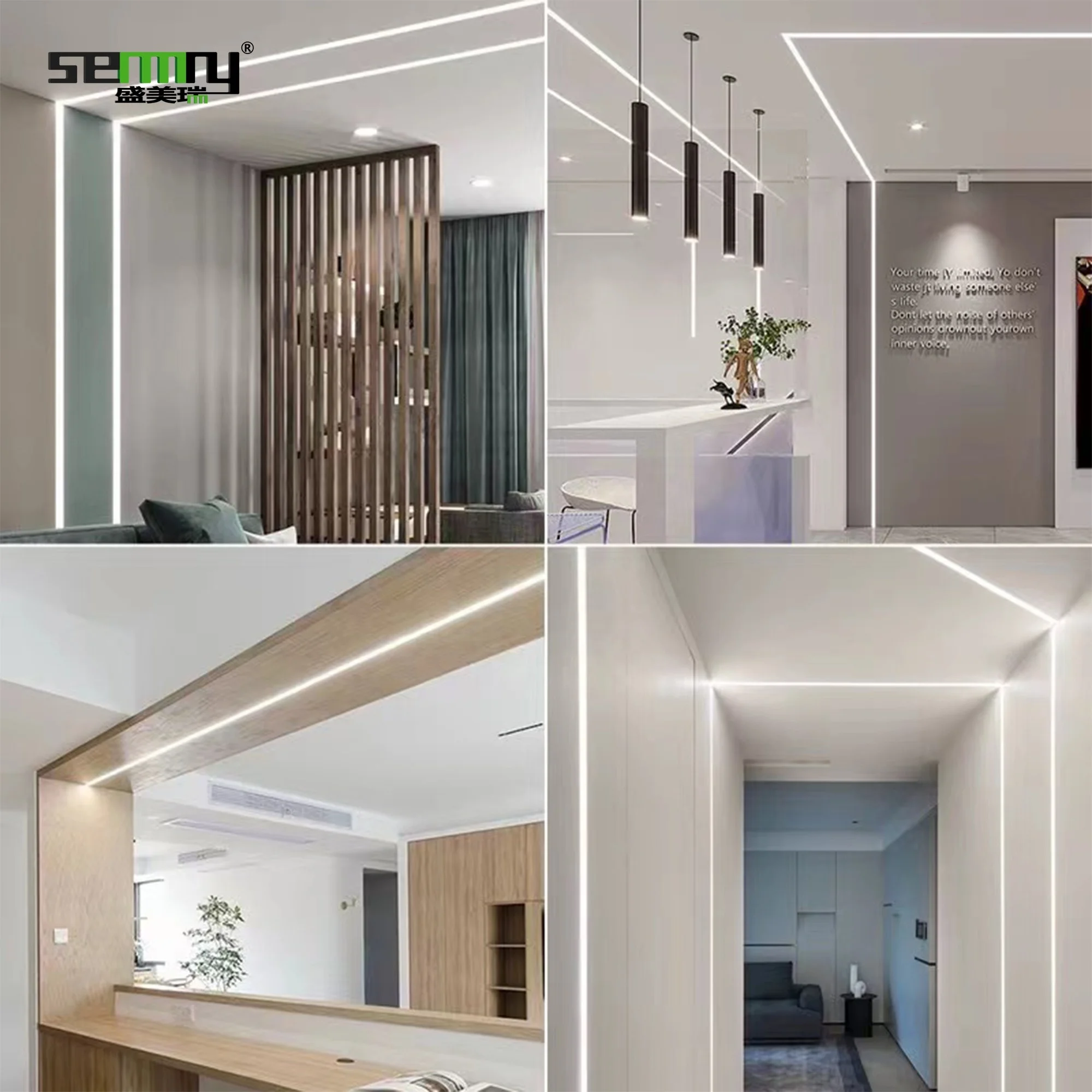 Aluminum extrusion recessed drywall gypsum wall profile for ceiling plaster Led channel diffuser led strip light