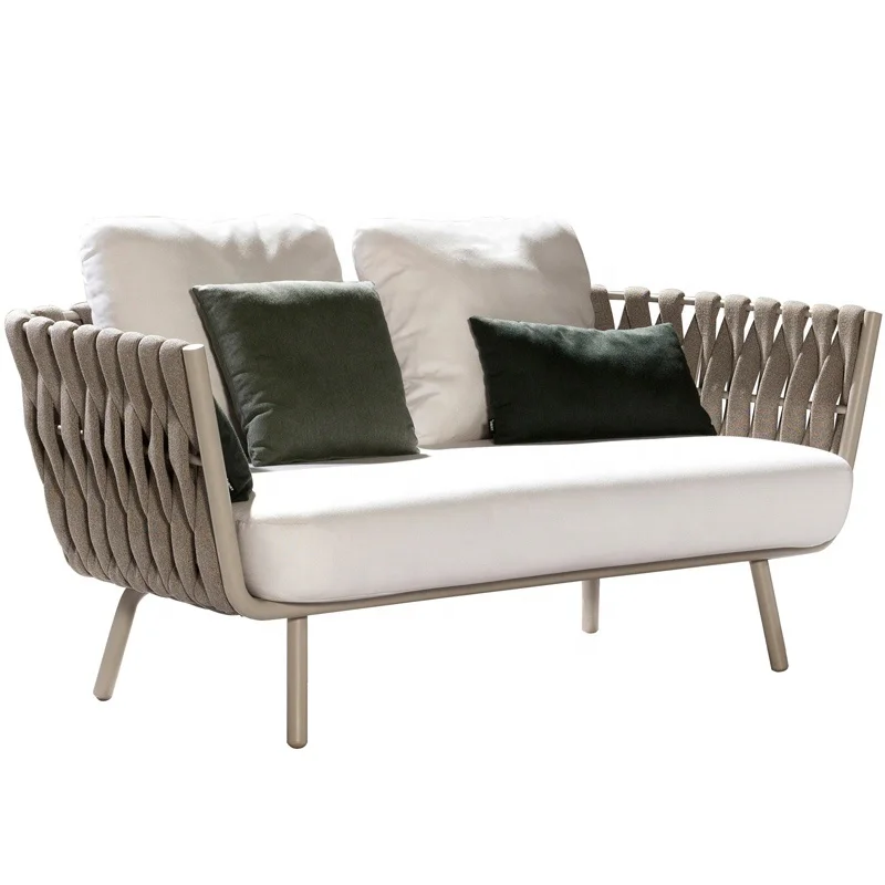 New Design Living Room Furniture Comfortable Garden Rope Sofa 2 Seat Modern Love Seat