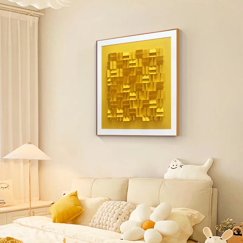 Home Decor Large Luxury 3D Abstract Wood Carving Artwork Framed Wall Art Painting