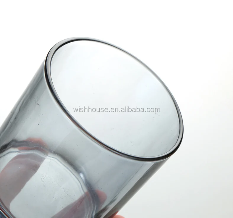 High Quality Custom Small Glass Candle Holder Luxury Amber Grey Black Color Frosted Jar  With Lid For Home Decor