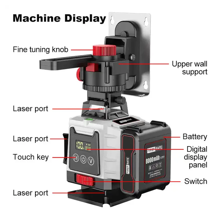 High Accuracy 12/16 Line 3/4D Green Laser Level Self-leveling 360 Horizontal And Vertical