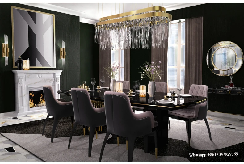 modern design dining room chair velvet fabric cover hotel furniture luxury dining chair set of 6