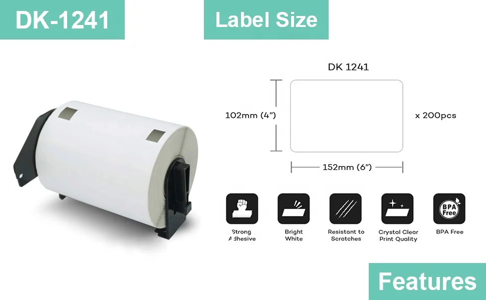 DK 2205 Labels Paper Continuous Length Paper Tape Labels Replacement for Brother DK-22205 Use with Brother QL Label Printers