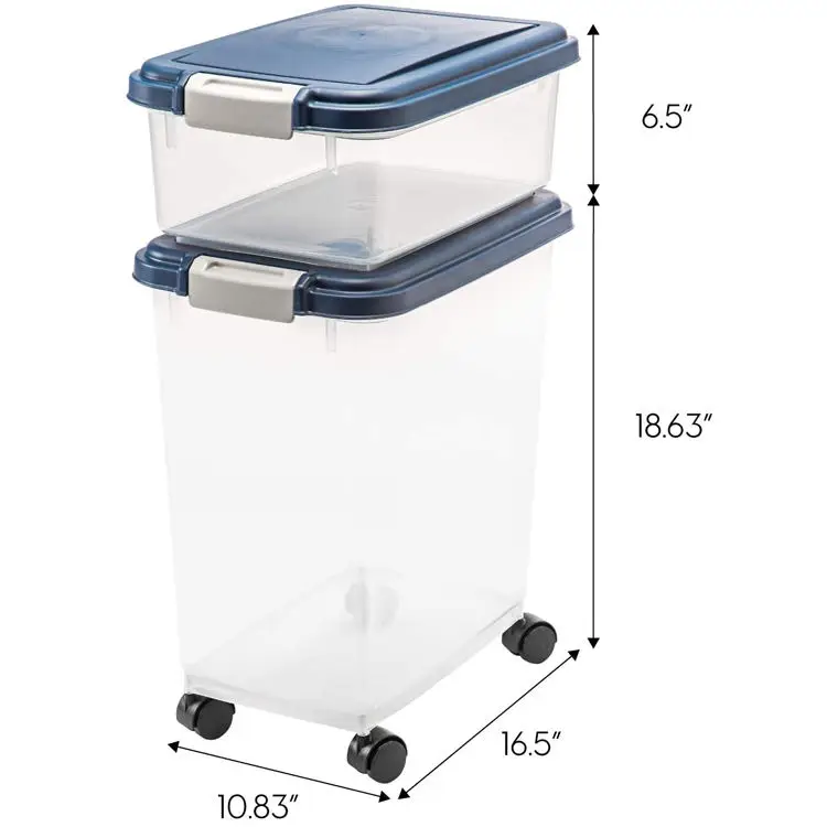 Airtight Pet Food Storage Container Combo With Spoon, Treat Box For Dog Cat Bird Food, Removable Pet Food Containers With Wheel