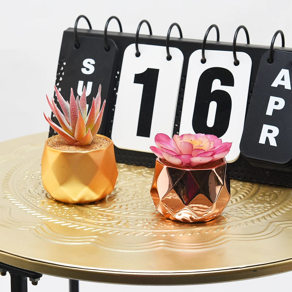 Wholesale custom wedding daily decoration artificial flowers succulents ceramic potted plants, small mini fake plants bonsai