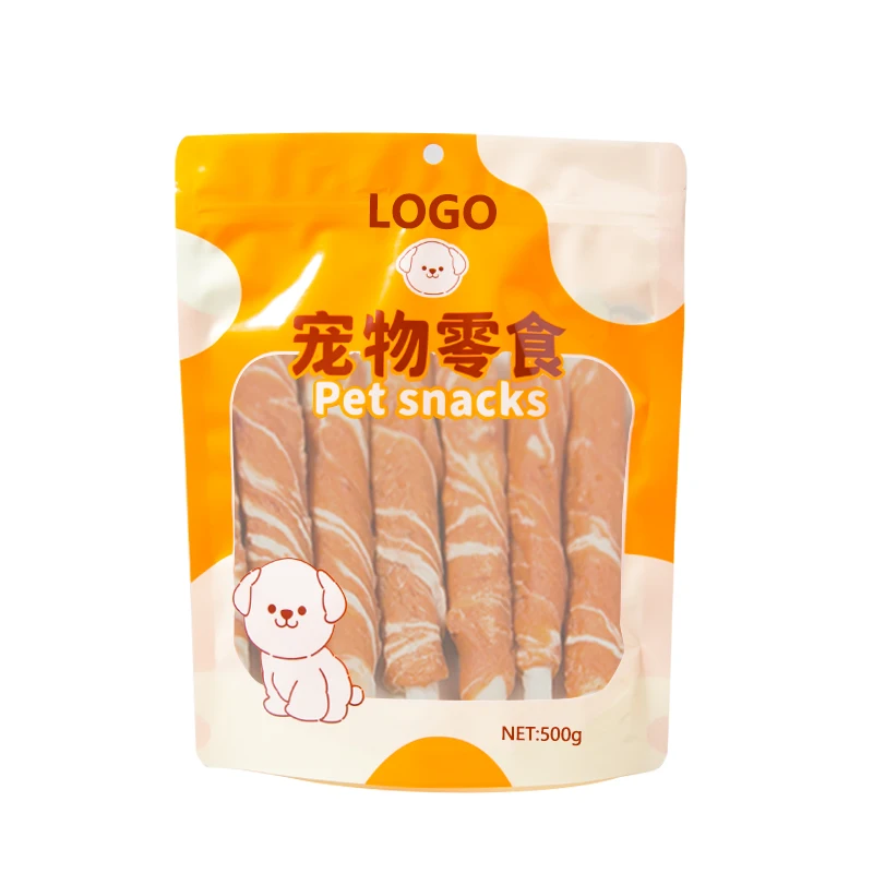 Rawhide Twist Dog Chew 500g Package Custom Label Salmon Flavor Dog Dental Chew Stick