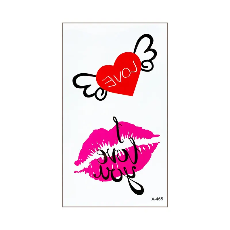 105*60mm mini four color printing various patterns red lips letters hand body temporary waterproof tattoo stickers