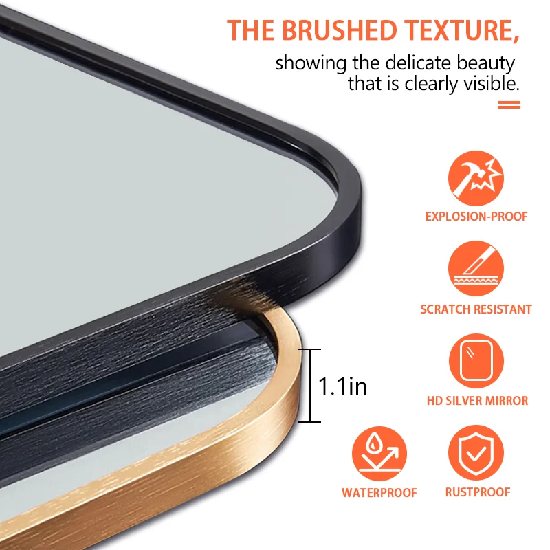 Decorative living room large wall arched full length aluminum frame floor length mirror