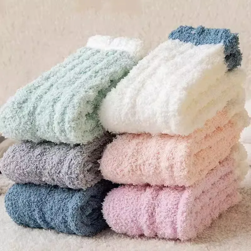 Fuzzy Soft Cozy Fluffy Lady Slipper Socks Wholesale Winter Warm Plush Sleep Socks Christmas Microfiber Stocking Gifts for Women