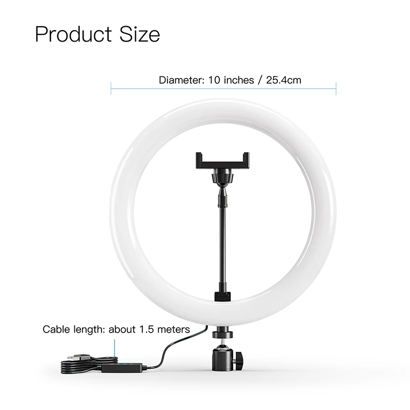 Table Top Dimmable Remote Controlled Photographic Lighting 10 Inch LED Ring Light For Live Broadcast