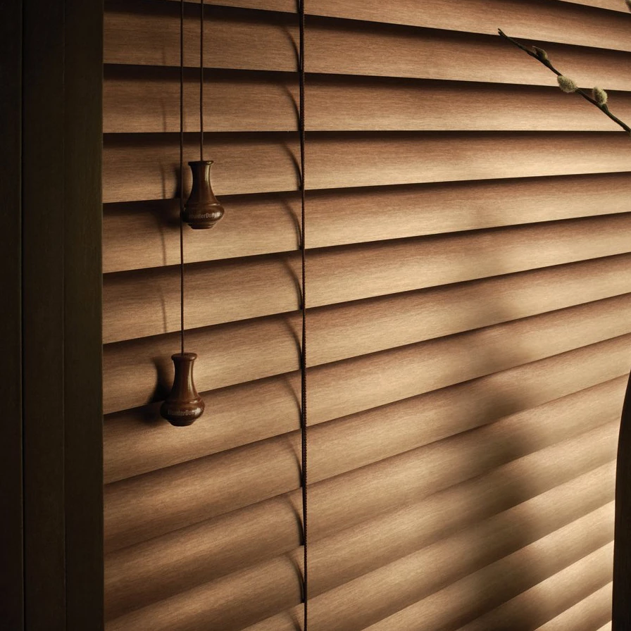 
35mm Timber Venetian Automated Wooden Day Night Shutter Slat Blinds 