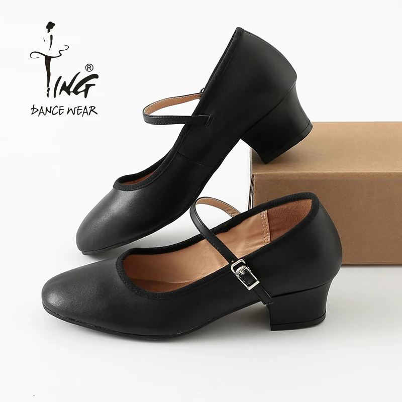 Ting dance black leather character shoes folk grade representative dance shoes famous nationality dance shoes