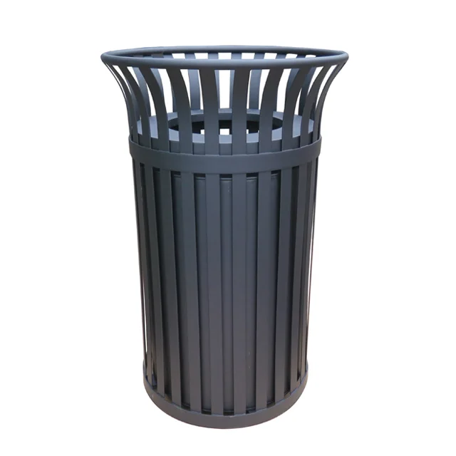 Custom Public Round Steel Iron Big Recycling Garbage Can Container Outdoor Street Dustbin Park Metal Commercial Waste Trash Bin