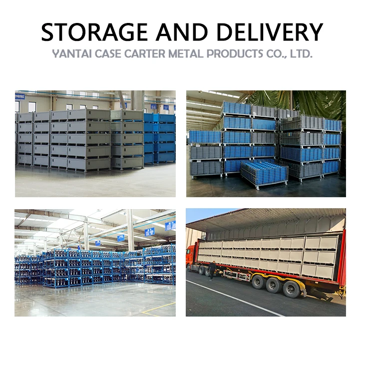 CASE CARTER OEM  Foldable Steel Turnover Box Storage 800mm*1200mm Container Metal Cage Pallet Used with Forklift