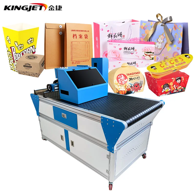Digital carton printer pizza meal box paper bag Envelope Cardboard Corrugated paper inkjet Flatbed Printer one pass printer