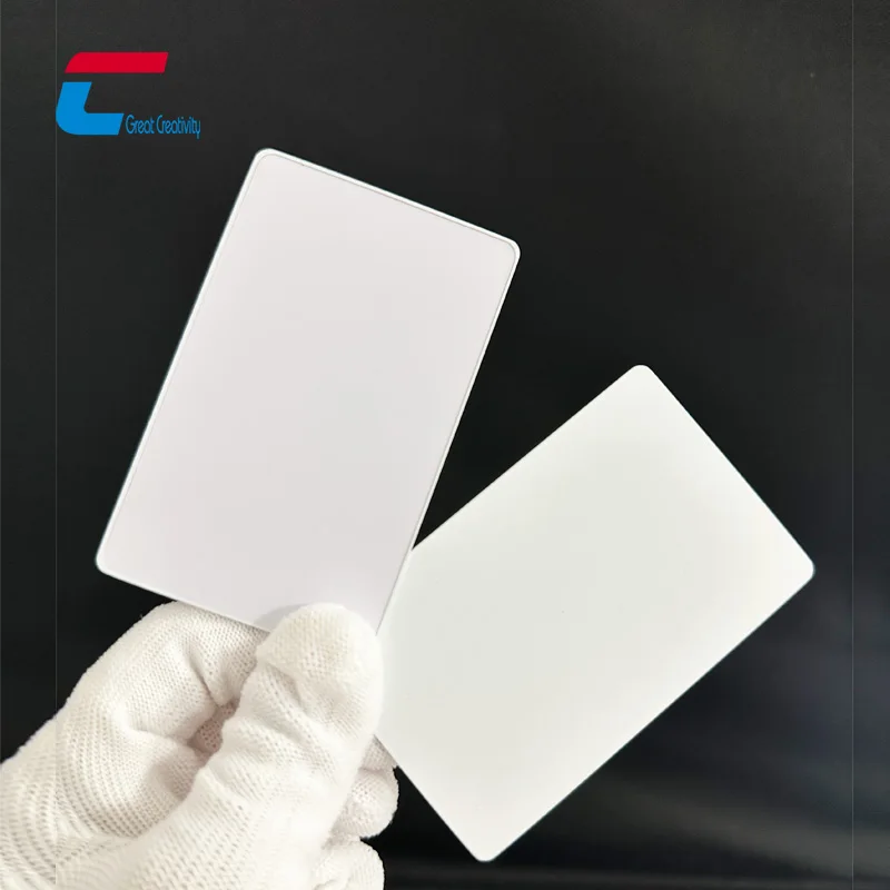 High Memory Pearl White Anodized Steel NTAG 213 NFC Tap Business Card