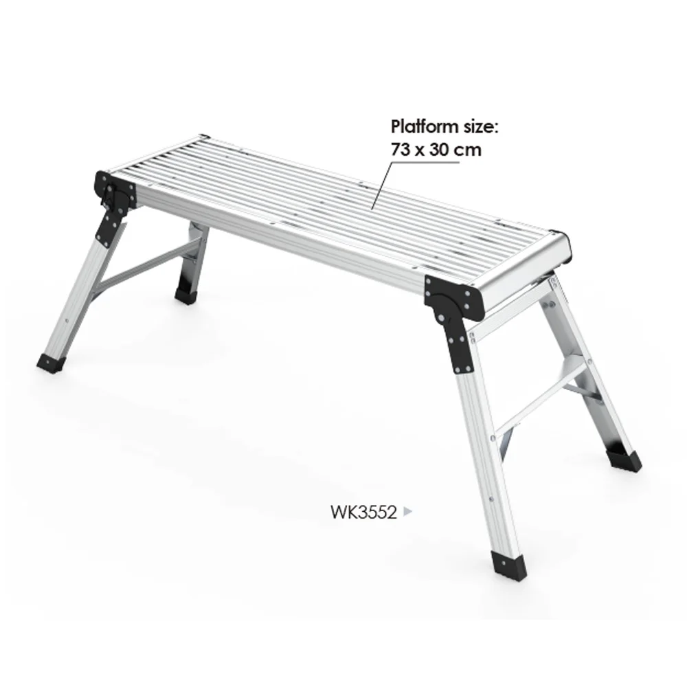 GS/EN131 Approved Aluminum Foldable Work Platform Custom  Escalera Wide Step European Folding Workbench Car Washing Ladder