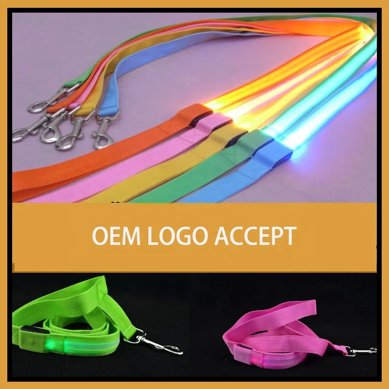 Led Dog Glow In Dark Adjustable Luminous Collar Light Up Dog Leashes Night Glowing Usb Rechargeable Led Dog Leash